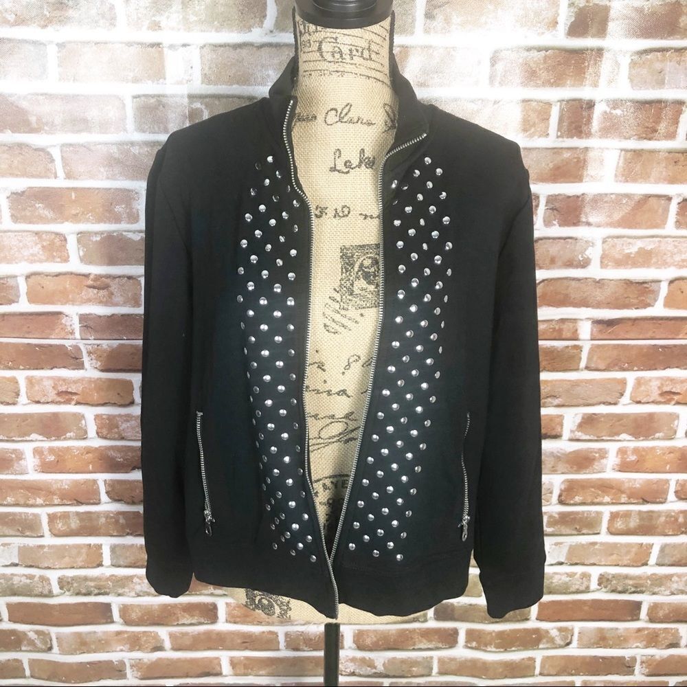 Ruby Rd. Black Studded Zip Up Women’s Jacket Coat